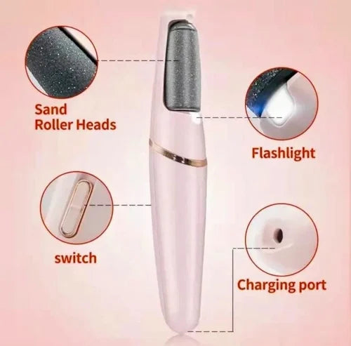WEIMEI Electronic Pedicure Tool – Rechargeable Electric Foot File Callus Remover with Dual Speed & 2 Replacement Roller Heads