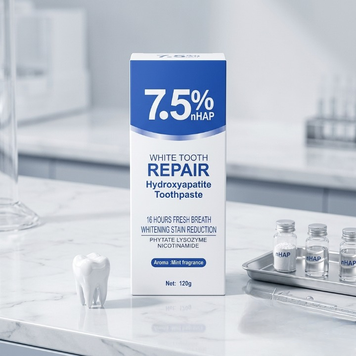 7.5% nHAP White Tooth Repair Hydroxyapatite Toothpaste – Advanced Enamel Whitening & Stain Reduction (120g)