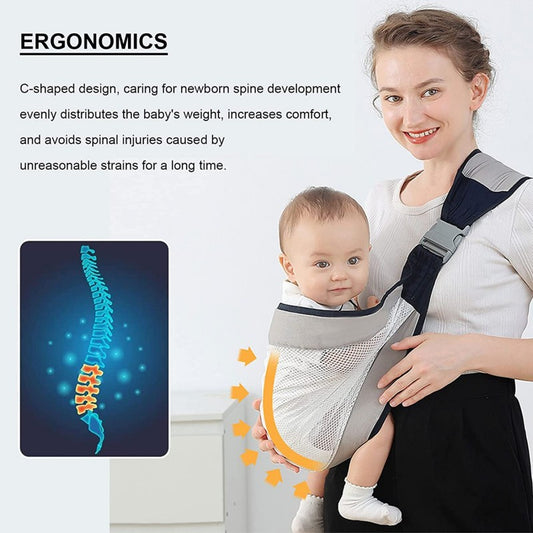 Baby Carrier, Ergonomic Baby Strap one Shoulder Labor-Saving Polyester Baby Half Wrapped Sling (Random Color)