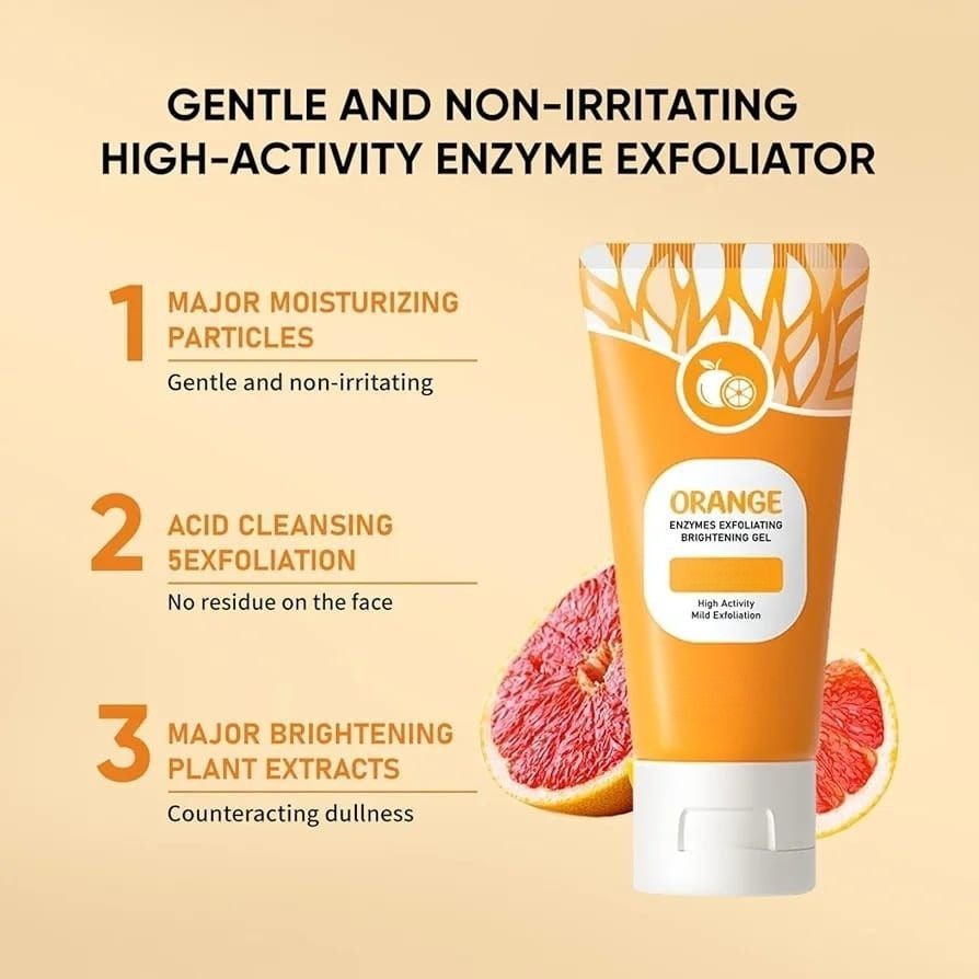 Orange Enzymes Exfoliating & Brightening Gel | Deep Cleansing Face Gel for Smooth, Glowing & Refreshed Skin (100g)
