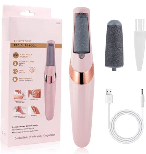 WEIMEI Electronic Pedicure Tool – Rechargeable Electric Foot File Callus Remover with Dual Speed & 2 Replacement Roller Heads