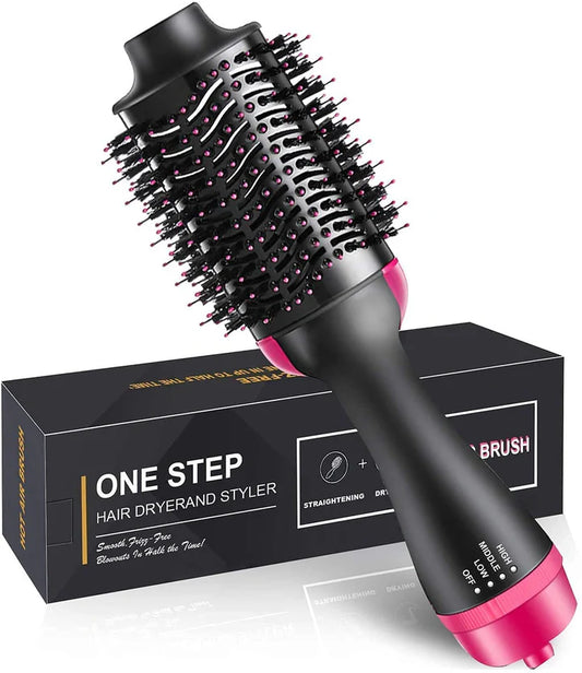 One Step Hair Dryer and Styler – Professional 1200W Hot Air Brush with Heavy-Duty Power Cord & Plug for All Hair Types