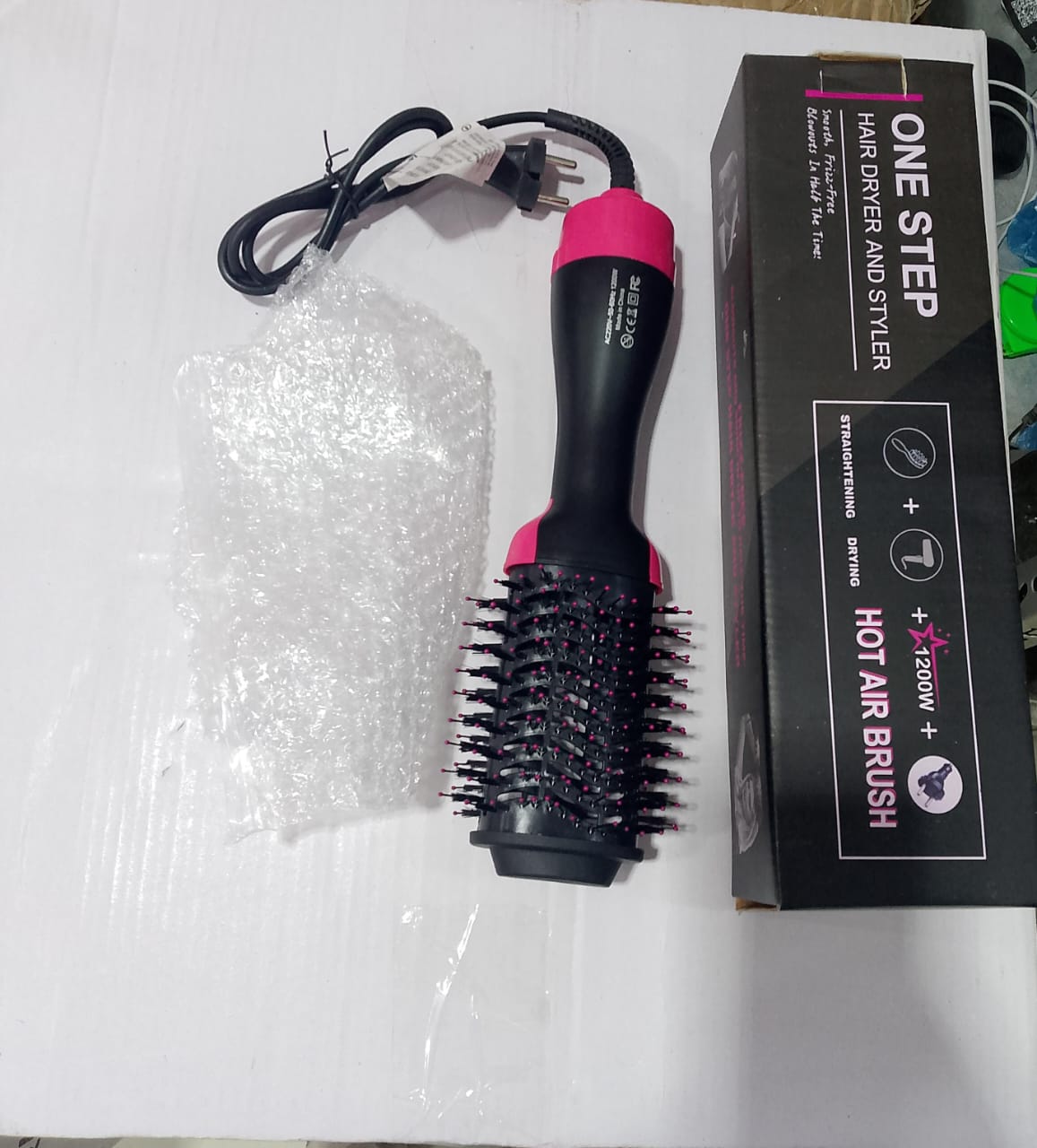 One Step Hair Dryer and Styler – Professional 1200W Hot Air Brush with Heavy-Duty Power Cord & Plug for All Hair Types